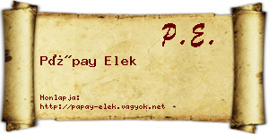 Pápay Elek névjegykártya